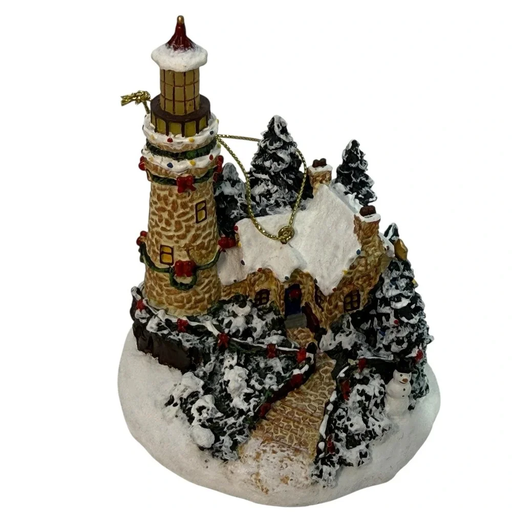 Thomas‎ Kinkade Winter Illuminations Lighted Lighthouse Christmas Ornaments Par